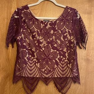 Express short sleeve lace crop top